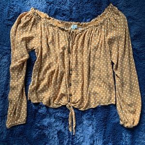 Mason & Belle Orange and Cream Smocked Blouse, Medium